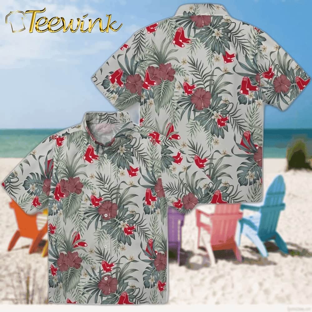 Boston Red Sox Hawaiian Shirt – Hibiscus Designs image 3 Boston Red Sox Hawaiian Shirt – Hibiscus Designs image 3