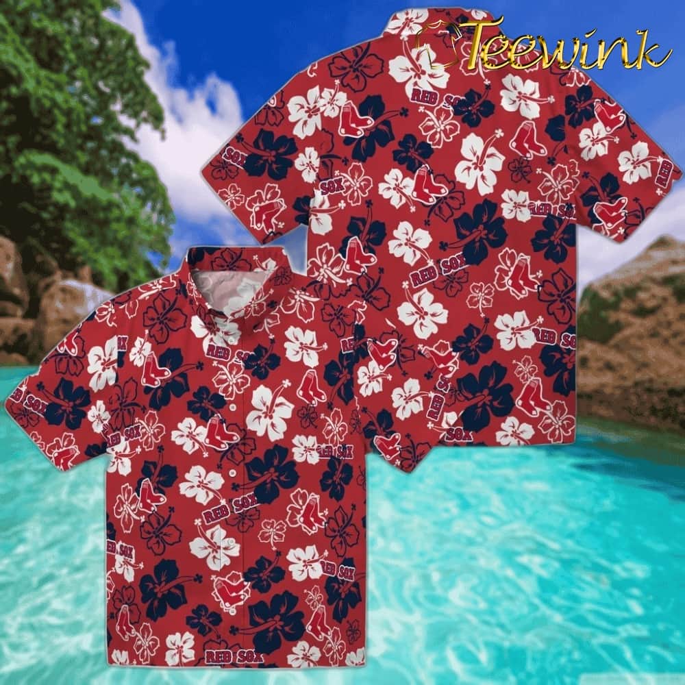 Boston Red Sox Hawaiian Shirt – Hibiscus Flower Design image 3 Boston Red Sox Hawaiian Shirt – Hibiscus Flower Design image 3