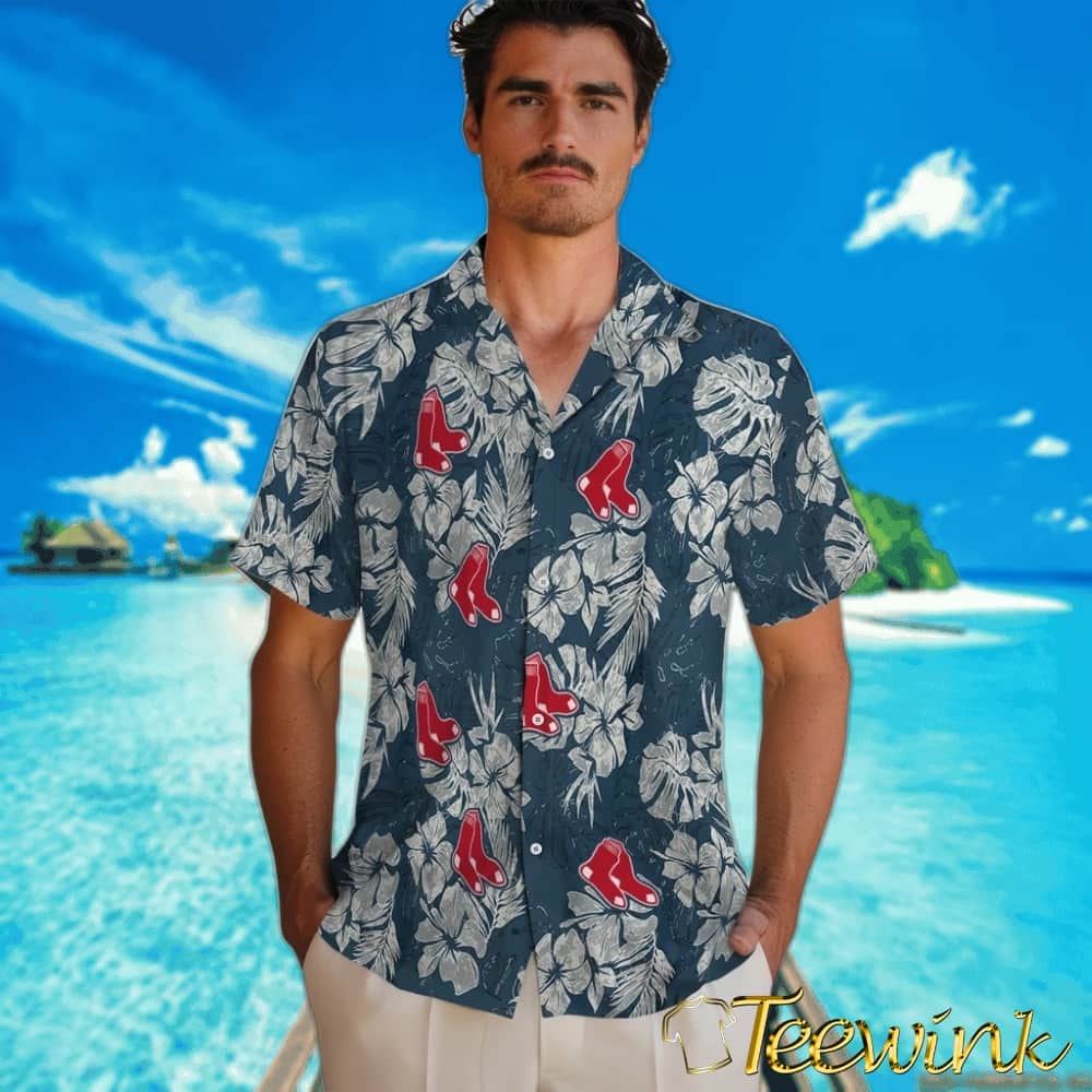 Boston Red Sox Hawaiian Shirt – Hibiscus Flowers image 2 Boston Red Sox Hawaiian Shirt – Hibiscus Flowers image 2