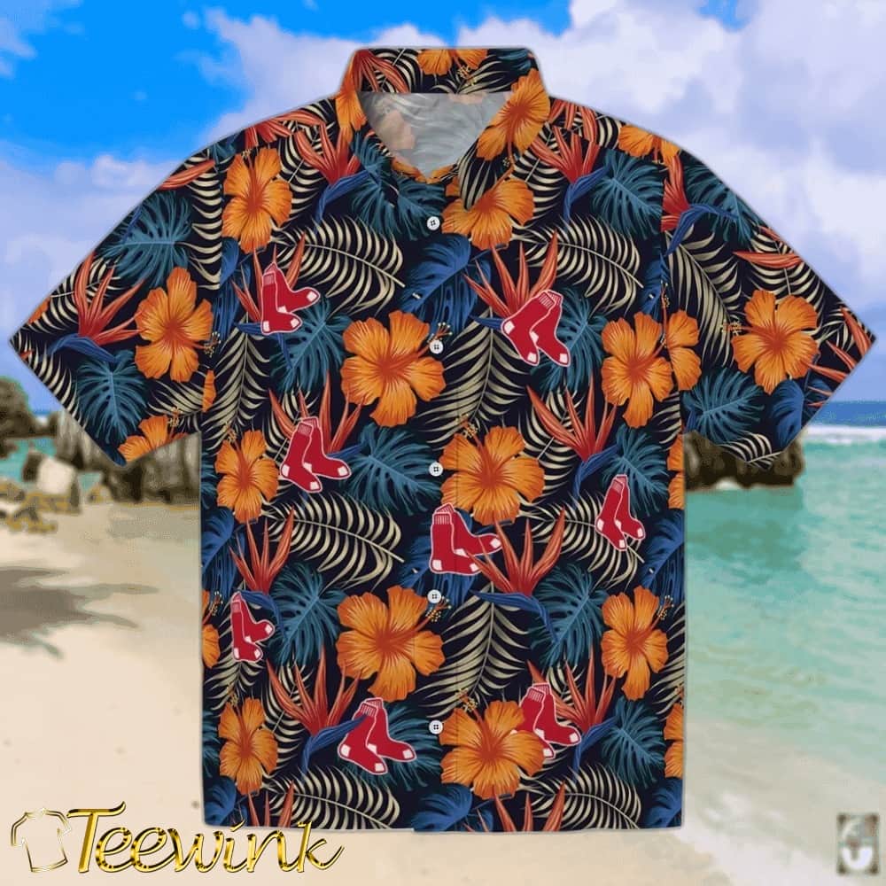 Boston Red Sox Hawaiian Shirt – Hibiscus Leaves Pattern Boston Red Sox Hawaiian Shirt – Hibiscus Leaves Pattern