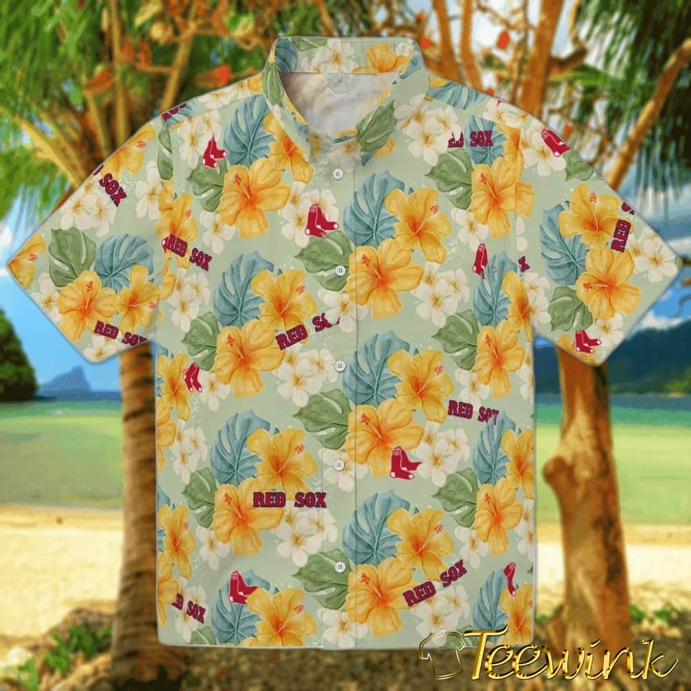 Boston Red Sox Hawaiian Shirt – Hibiscus Leaves Pattern Boston Red Sox Hawaiian Shirt – Hibiscus Leaves Pattern