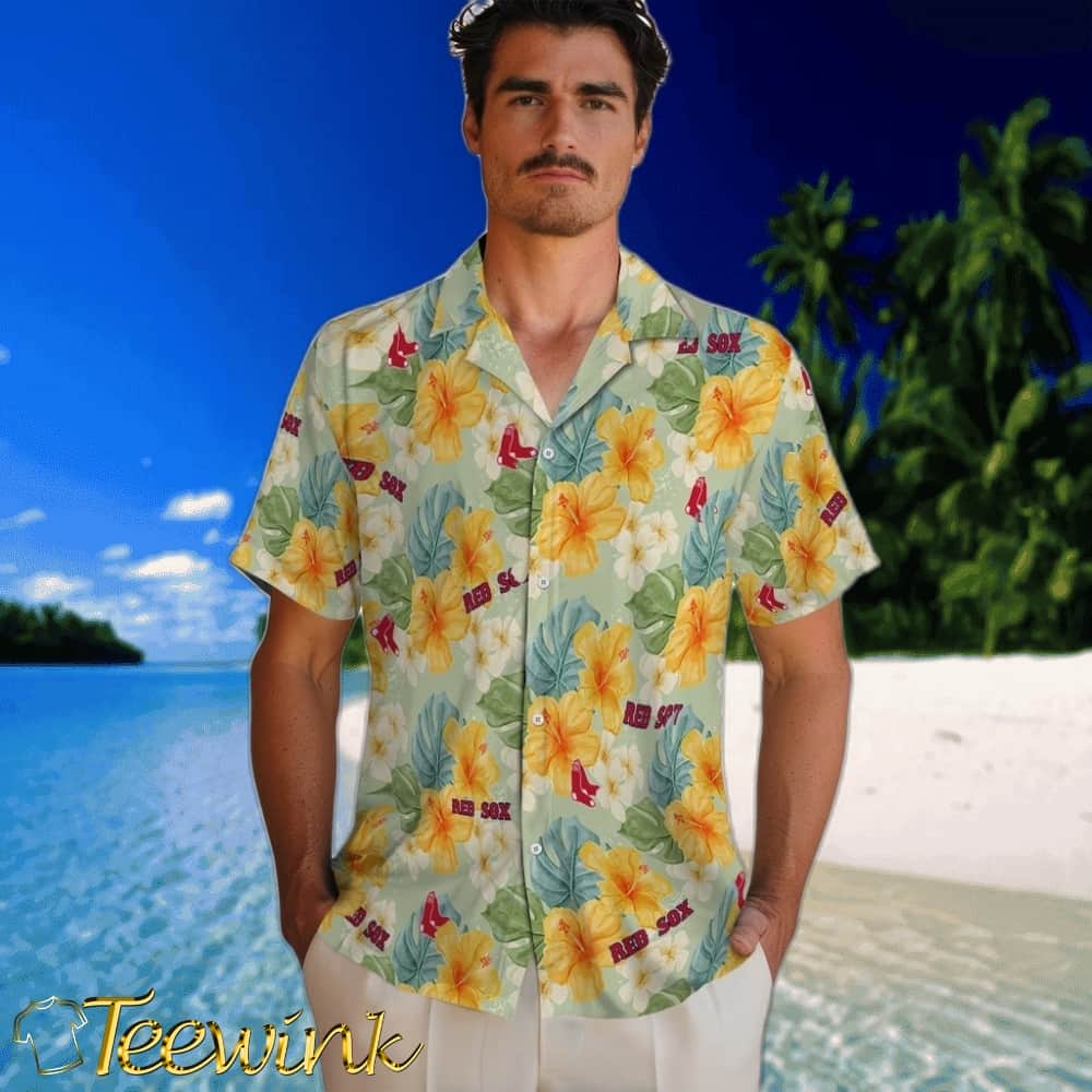 Boston Red Sox Hawaiian Shirt – Hibiscus Mood image 2 Boston Red Sox Hawaiian Shirt – Hibiscus Mood image 2