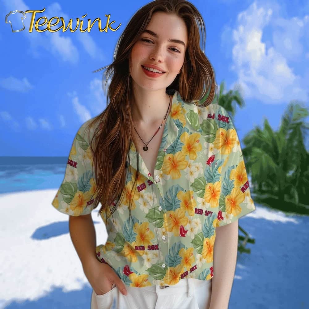 Boston Red Sox Hawaiian Shirt – Hibiscus Mood image 4 Boston Red Sox Hawaiian Shirt – Hibiscus Mood image 4