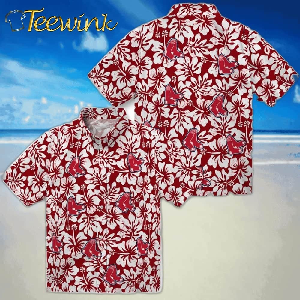 Boston Red Sox Hawaiian Shirt – Hibiscus Motif image 3 Boston Red Sox Hawaiian Shirt – Hibiscus Motif image 3