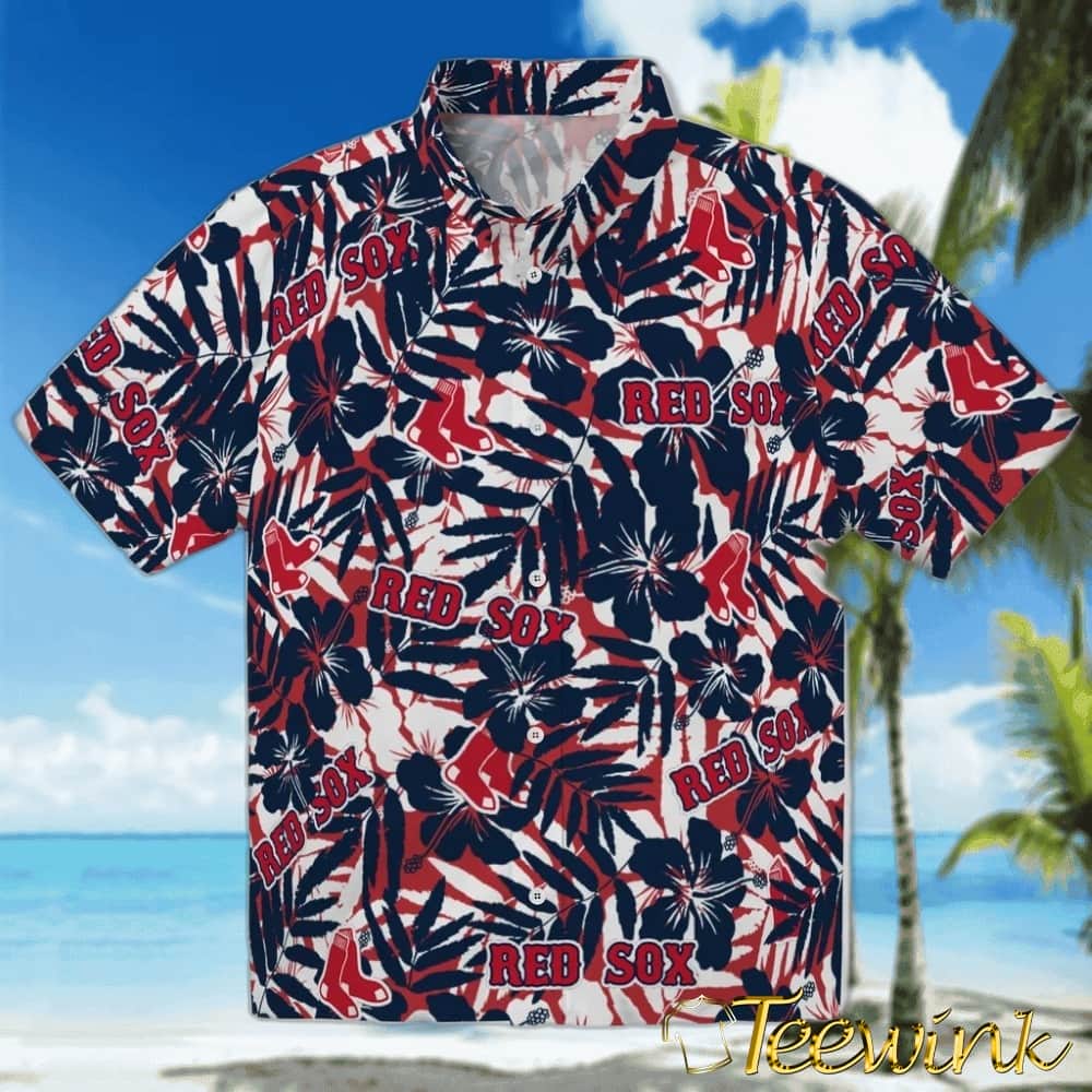 Boston Red Sox Hawaiian Shirt – Hibiscus Overlay