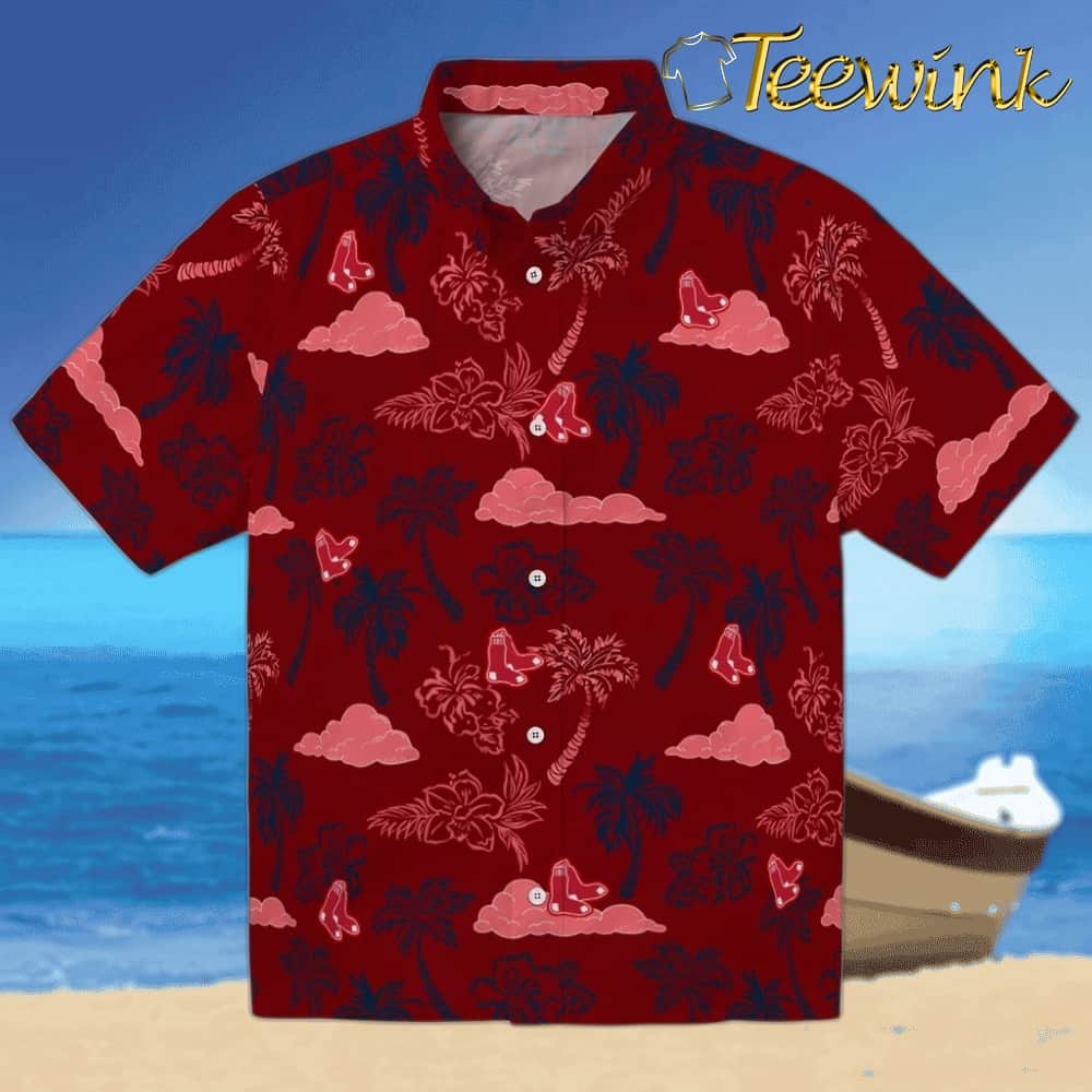 Boston Red Sox Hawaiian Shirt – Palm And Clouds