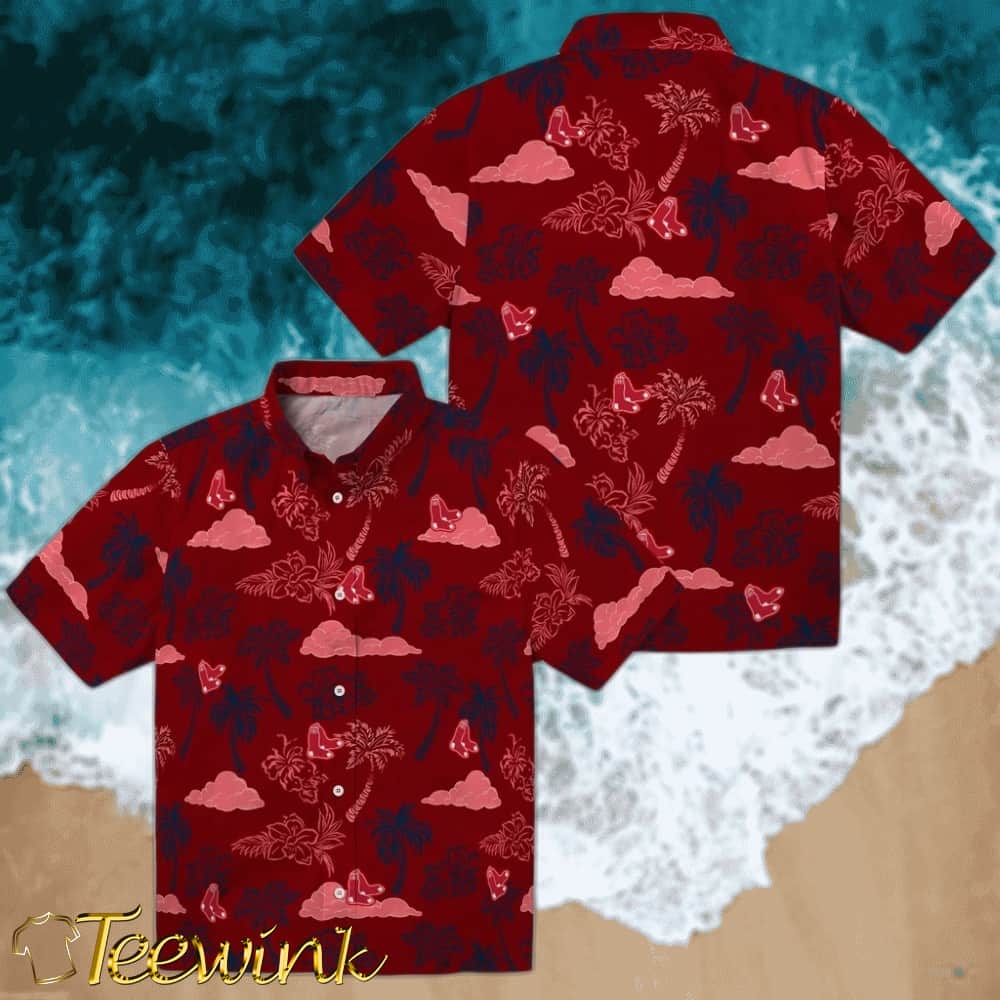 Boston Red Sox Hawaiian Shirt – Palm And Clouds image 3 Boston Red Sox Hawaiian Shirt – Palm And Clouds image 3