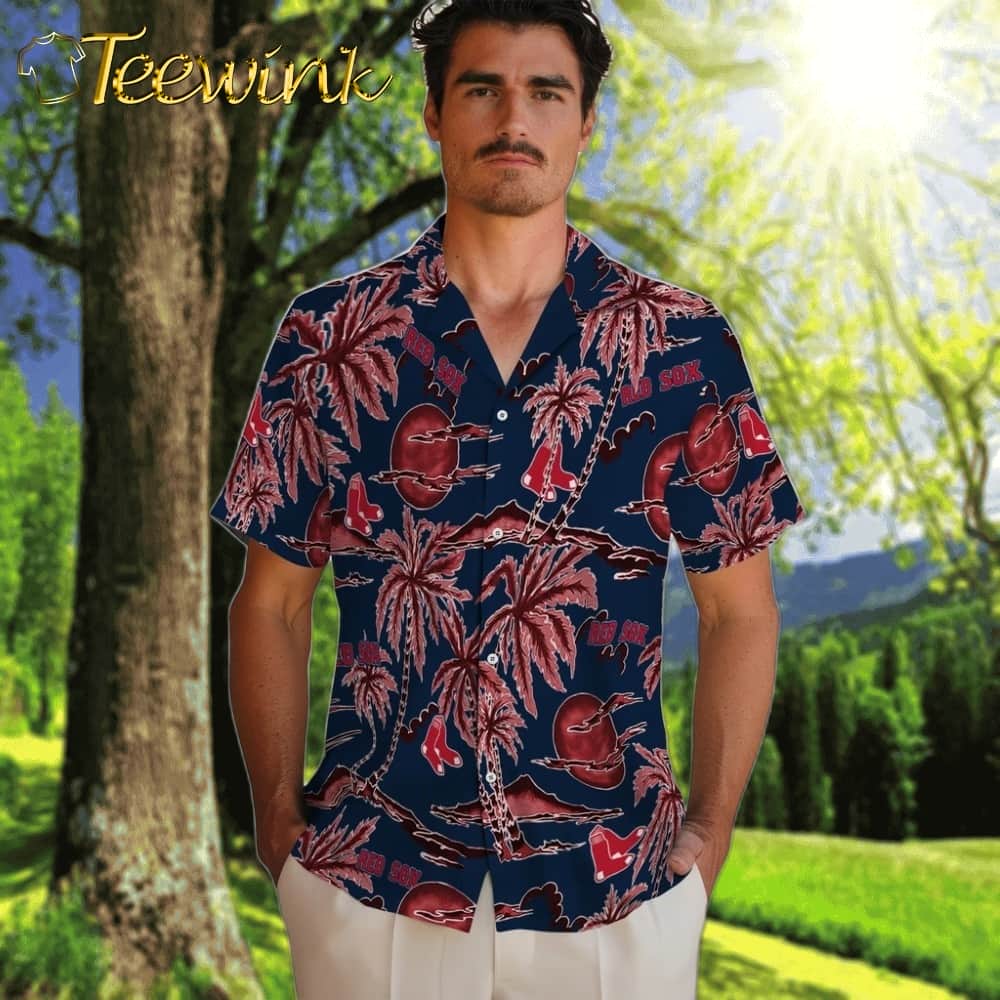 Boston Red Sox Hawaiian Shirt – Palm Sunset image 2 Boston Red Sox Hawaiian Shirt – Palm Sunset image 2