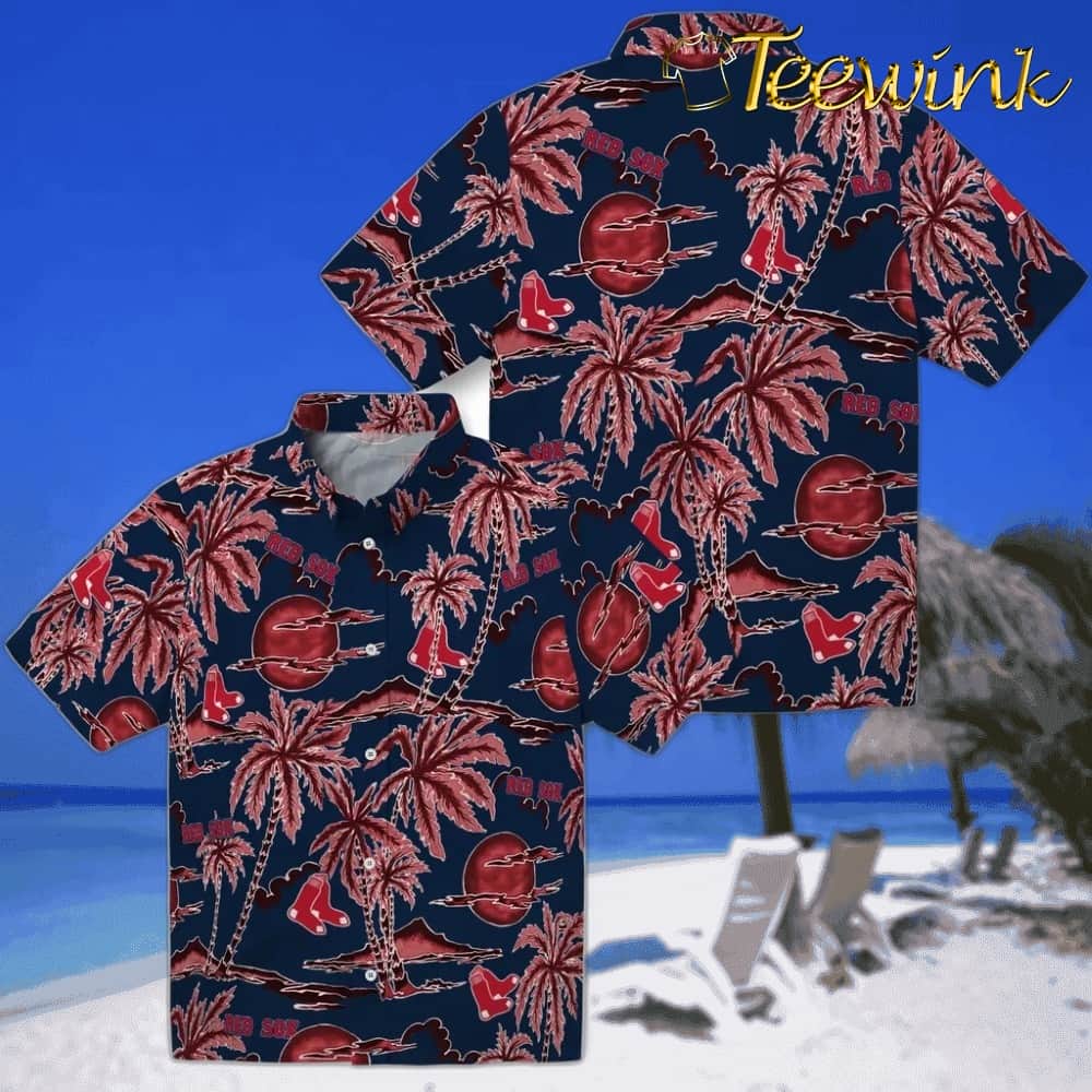 Boston Red Sox Hawaiian Shirt – Palm Sunset image 3 Boston Red Sox Hawaiian Shirt – Palm Sunset image 3