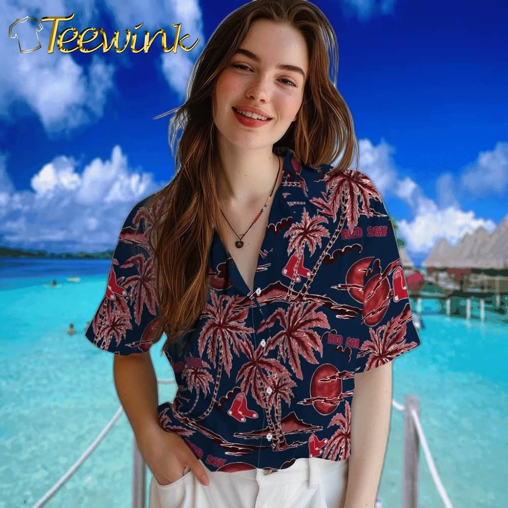 Boston Red Sox Hawaiian Shirt – Palm Sunset image 4 Boston Red Sox Hawaiian Shirt – Palm Sunset image 4