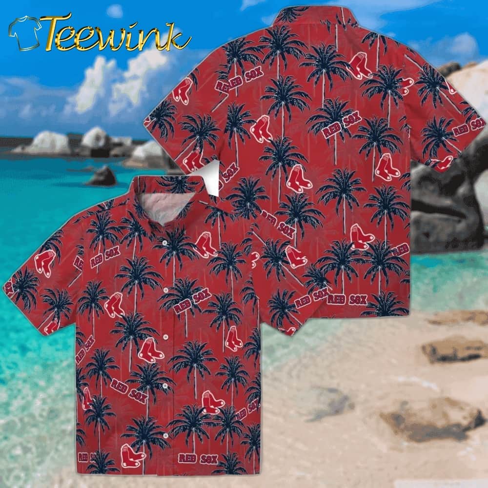 Boston Red Sox Hawaiian Shirt – Palm Tree Motif image 3 Boston Red Sox Hawaiian Shirt – Palm Tree Motif image 3