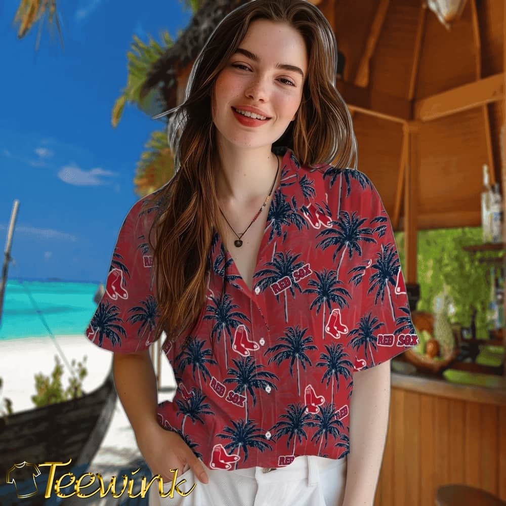 Boston Red Sox Hawaiian Shirt – Palm Tree Motif image 4 Boston Red Sox Hawaiian Shirt – Palm Tree Motif image 4