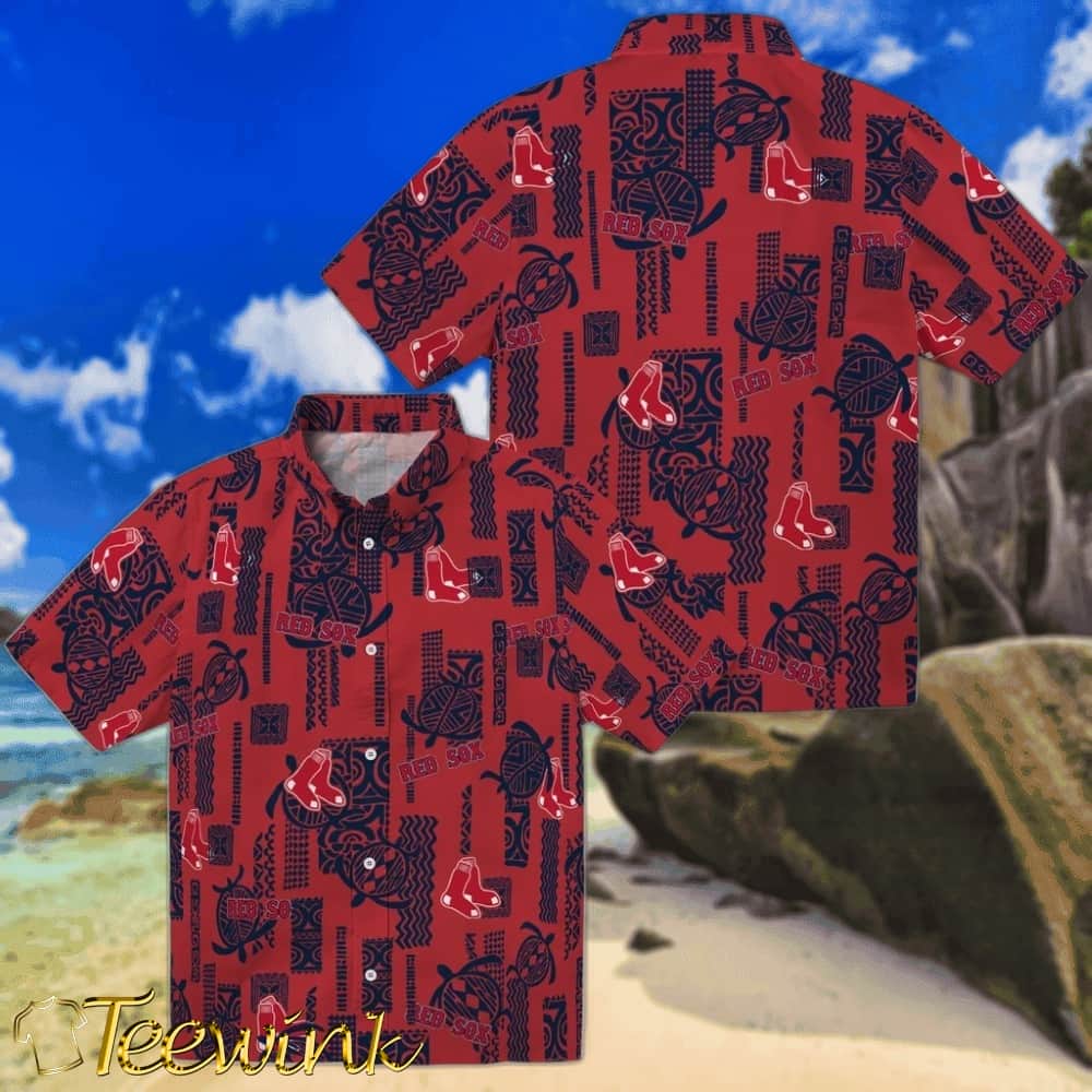 Boston Red Sox Hawaiian Shirt – Turtle Lines image 2 Boston Red Sox Hawaiian Shirt – Turtle Lines image 2