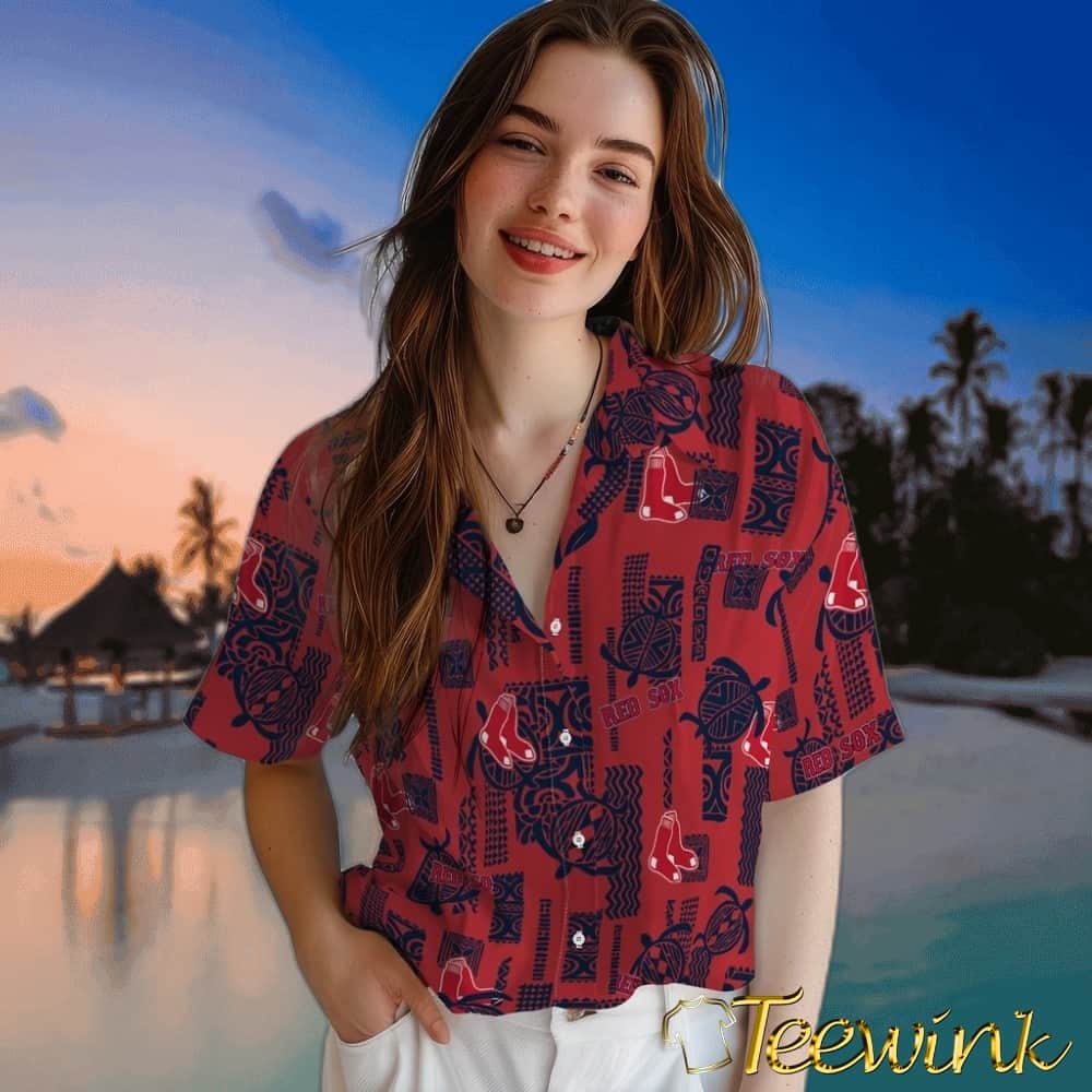 Boston Red Sox Hawaiian Shirt – Turtle Lines image 3 Boston Red Sox Hawaiian Shirt – Turtle Lines image 3