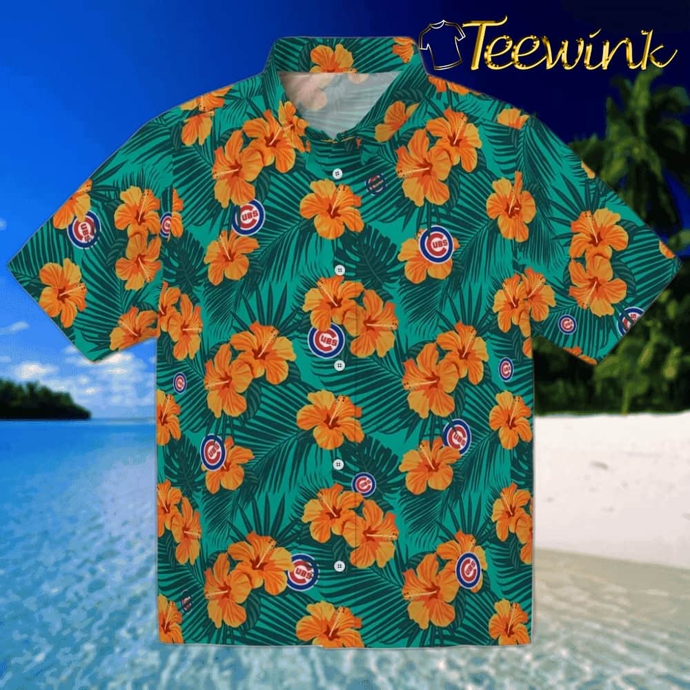 Chicago Cubs Hawaiian Shirt – Hibiscus and Palm Leaves