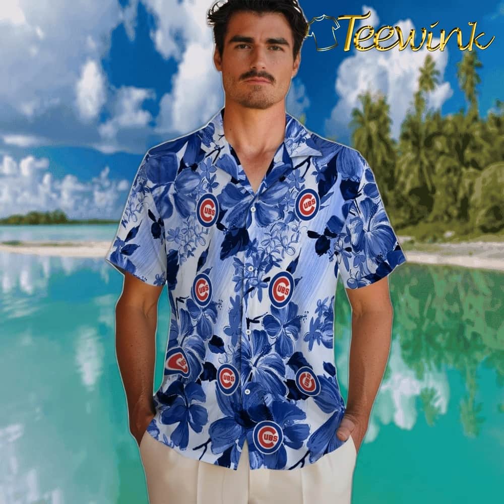 Chicago Cubs Hawaiian Shirt – Hibiscus Arrangement image 2 Chicago Cubs Hawaiian Shirt – Hibiscus Arrangement image 2
