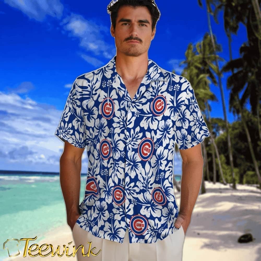 Chicago Cubs Hawaiian Shirt – Hibiscus Motif image 2 Chicago Cubs Hawaiian Shirt – Hibiscus Motif image 2