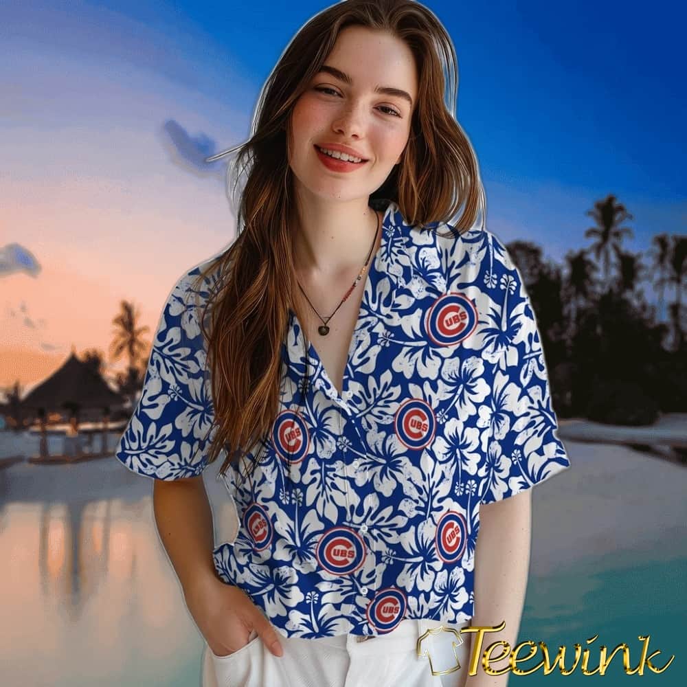 Chicago Cubs Hawaiian Shirt – Hibiscus Motif image 4 Chicago Cubs Hawaiian Shirt – Hibiscus Motif image 4