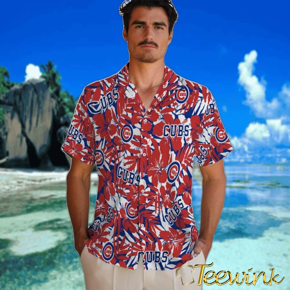 Chicago Cubs Hawaiian Shirt – Hibiscus Overlay image 2 Chicago Cubs Hawaiian Shirt – Hibiscus Overlay image 2