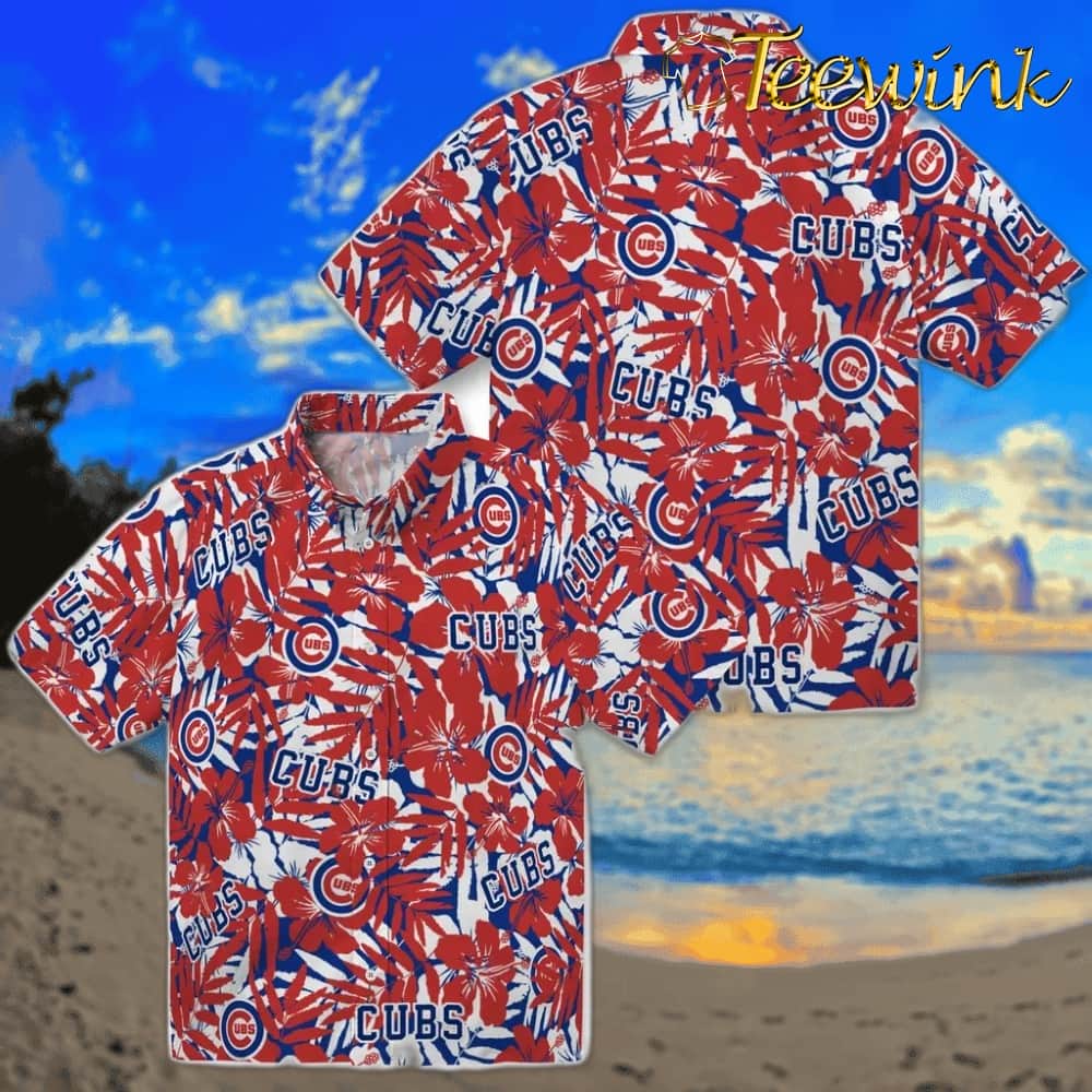Chicago Cubs Hawaiian Shirt – Hibiscus Overlay image 3 Chicago Cubs Hawaiian Shirt – Hibiscus Overlay image 3
