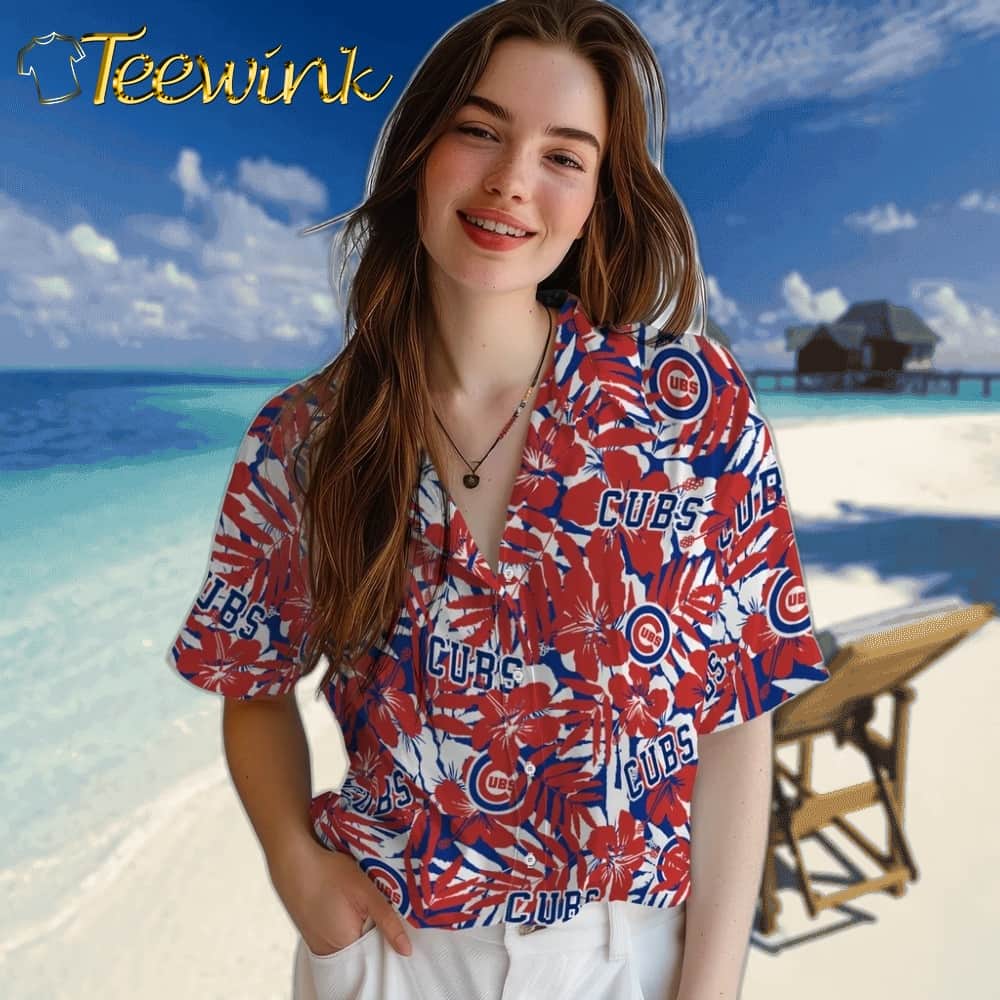Chicago Cubs Hawaiian Shirt – Hibiscus Overlay image 4 Chicago Cubs Hawaiian Shirt – Hibiscus Overlay image 4