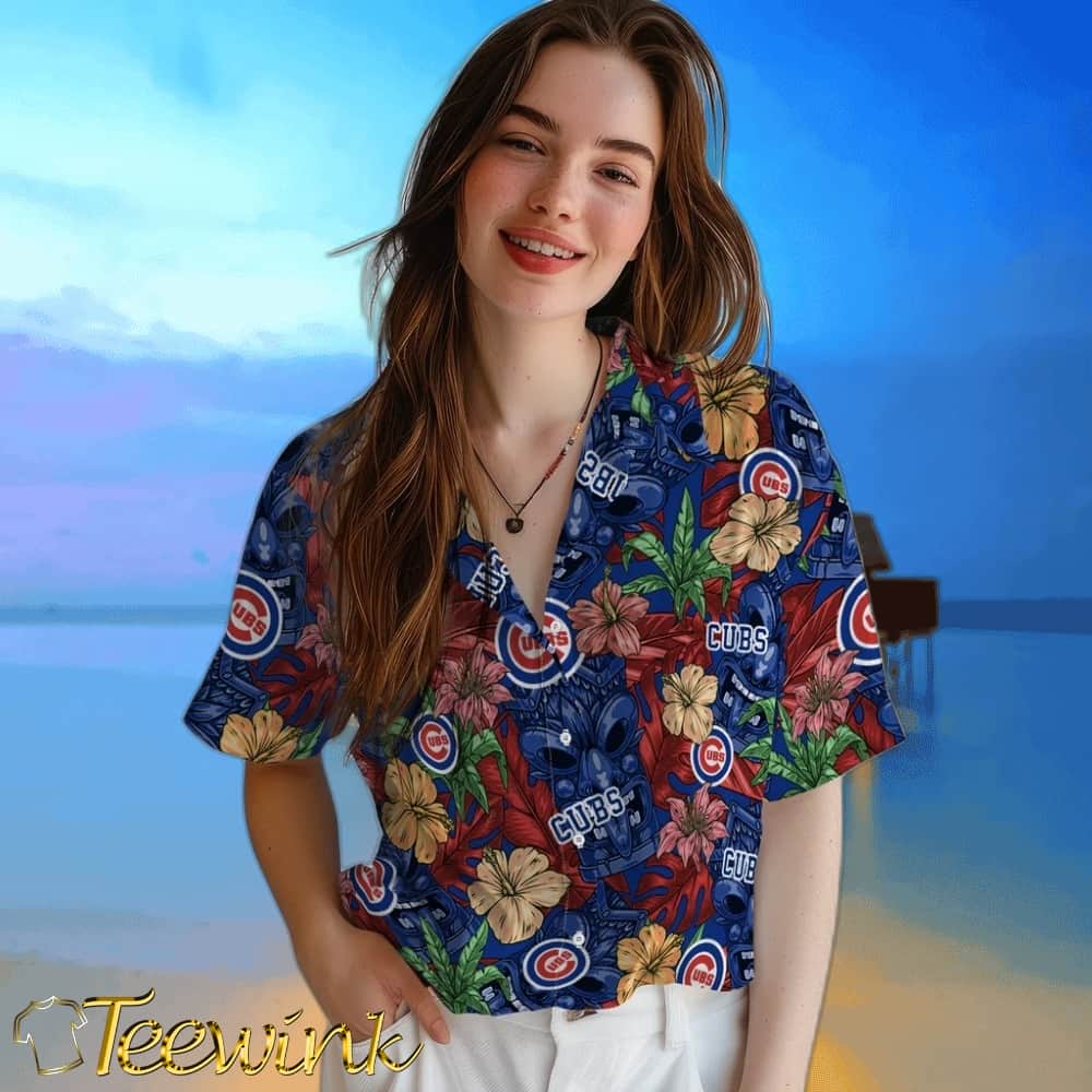 Chicago Cubs Hawaiian Shirt – Hibiscus Tiki Jungle image 4 Chicago Cubs Hawaiian Shirt – Hibiscus Tiki Jungle image 4