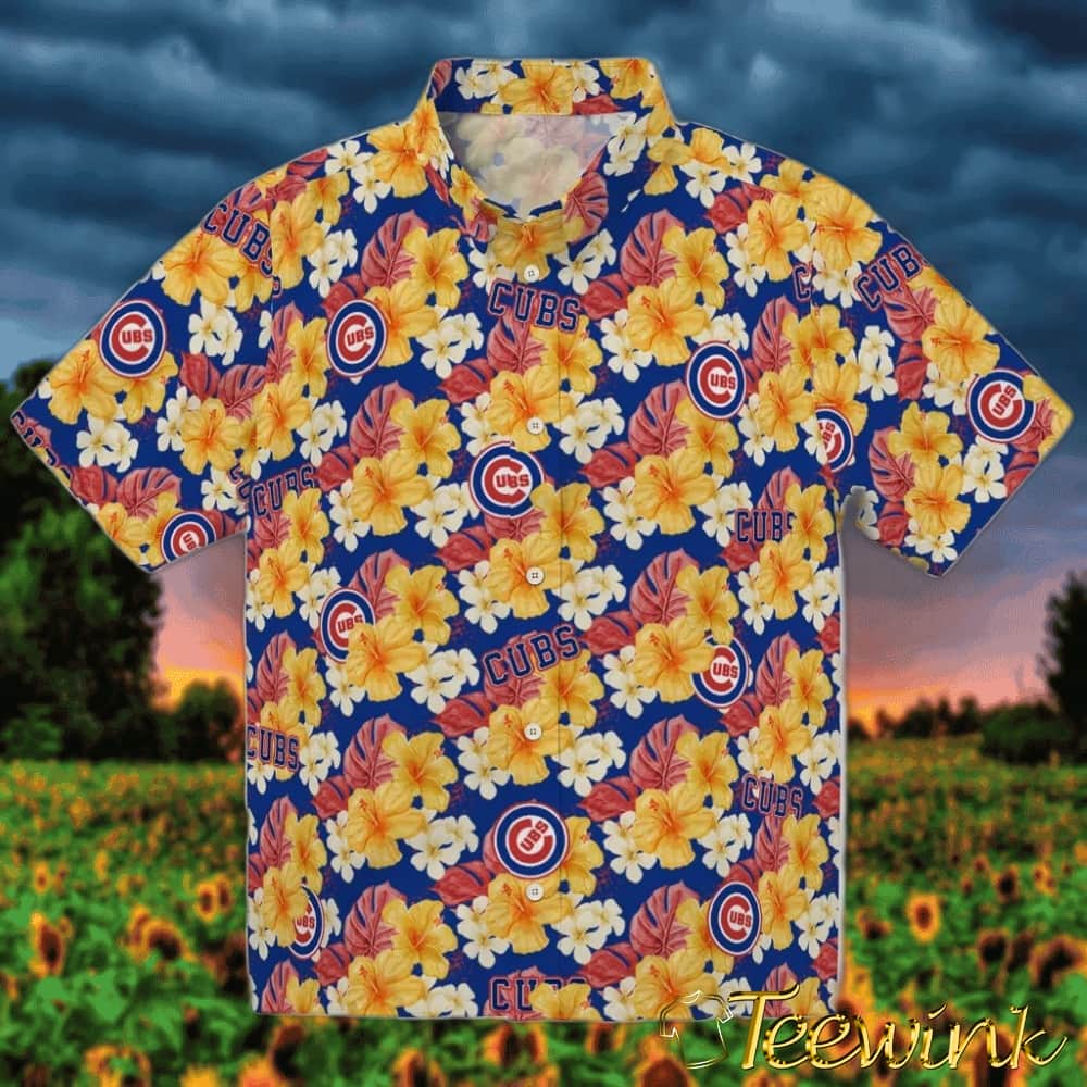 Chicago Cubs Hawaiian Shirt – Leaf Outline