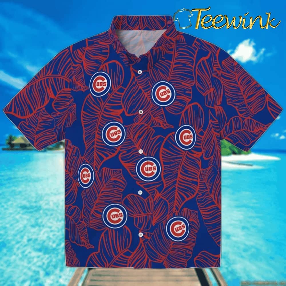 Chicago Cubs Hawaiian Shirt – Leaf Outline