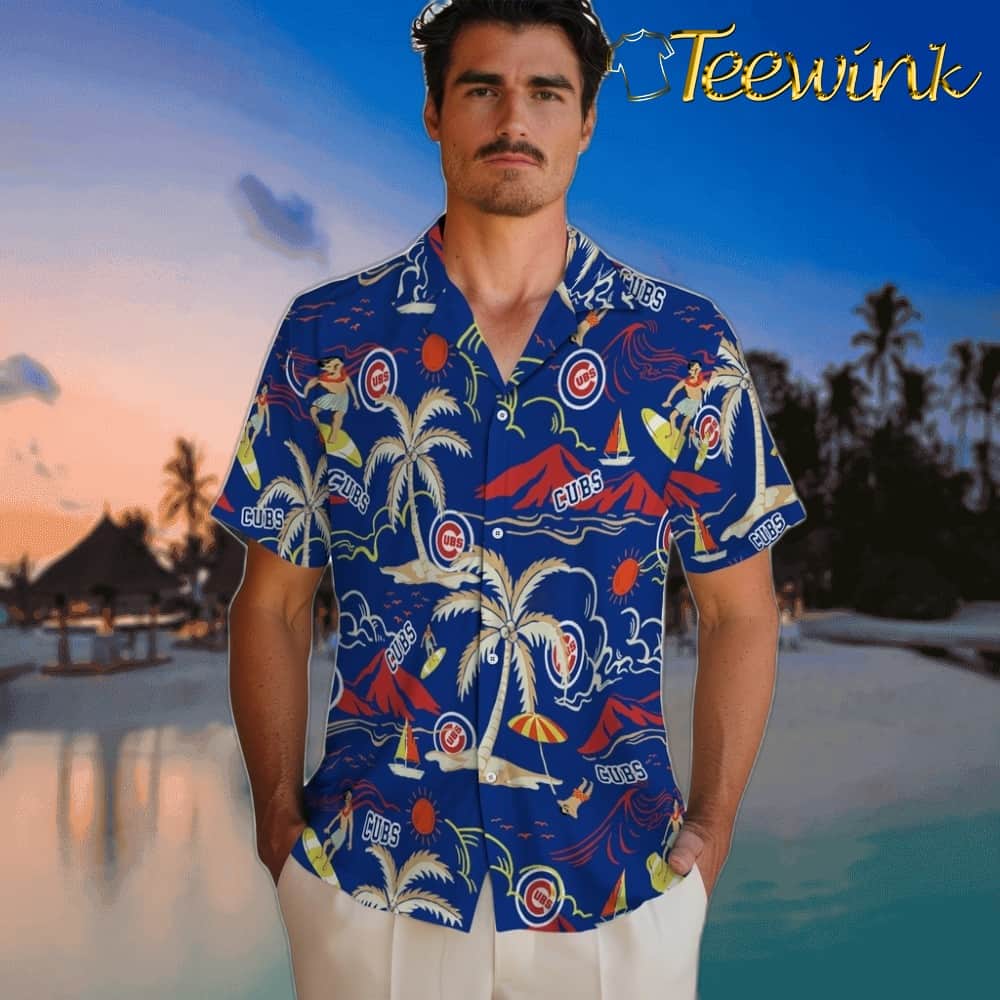 Chicago Cubs Hawaiian Shirt – Palm Tree Island image 2 Chicago Cubs Hawaiian Shirt – Palm Tree Island image 2