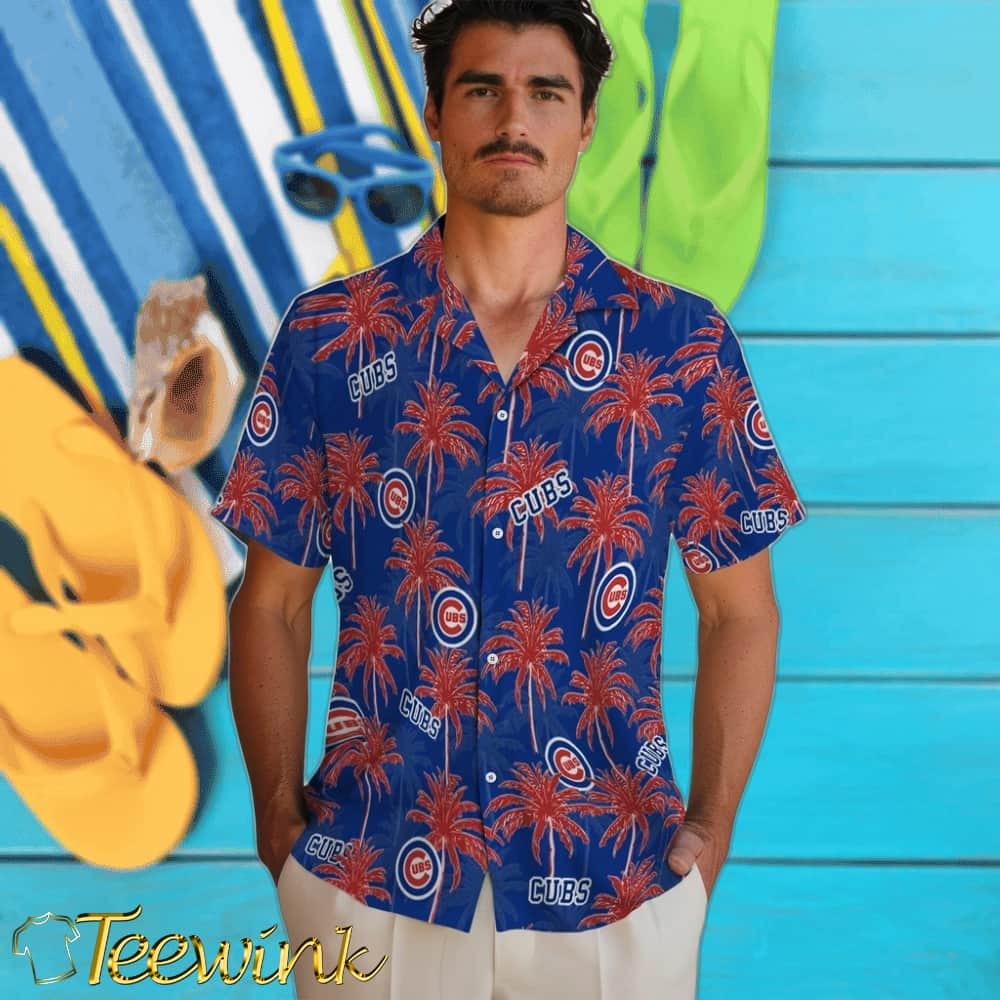 Chicago Cubs Hawaiian Shirt – Palm Tree Motif image 2 Chicago Cubs Hawaiian Shirt – Palm Tree Motif image 2