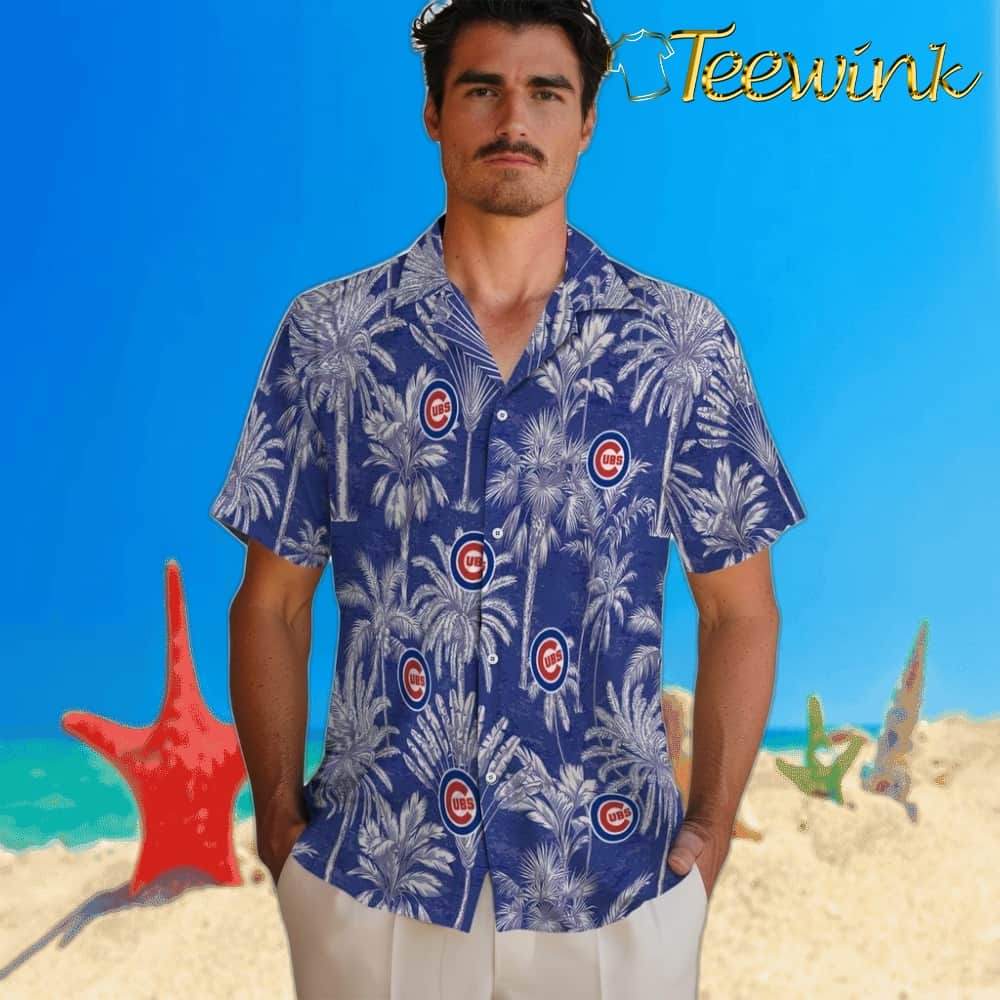 Chicago Cubs Hawaiian Shirt – Vintage Palm Tree image 2 Chicago Cubs Hawaiian Shirt – Vintage Palm Tree image 2