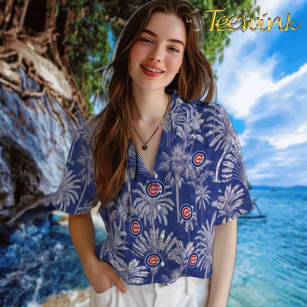 Chicago Cubs Hawaiian Shirt – Vintage Palm Tree image 4 Chicago Cubs Hawaiian Shirt – Vintage Palm Tree image 4