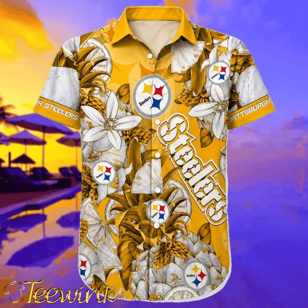 Custom Pittsburgh Steelers Aloha Shirt Golden Pineapple Botanical Floral with Personalized Name image 3 Custom Pittsburgh Steelers Aloha Shirt Golden Pineapple Botanical Floral with Personalized Name image 3