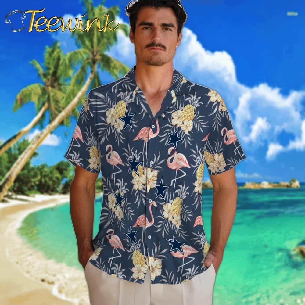 Dallas Cowboys Hawaiian Shirt – Flamingo Hibiscus image 2 Dallas Cowboys Hawaiian Shirt – Flamingo Hibiscus image 2