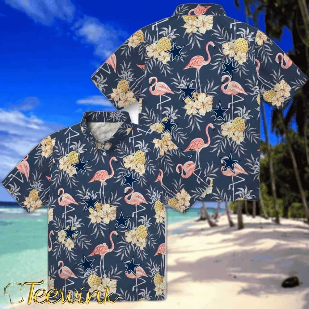 Dallas Cowboys Hawaiian Shirt – Flamingo Hibiscus image 3 Dallas Cowboys Hawaiian Shirt – Flamingo Hibiscus image 3