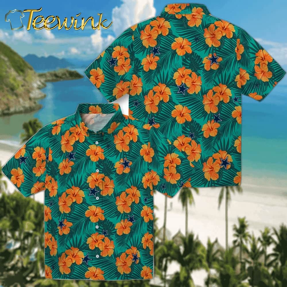Dallas Cowboys Hawaiian Shirt – Hibiscus and Palm Leaves image 3 Dallas Cowboys Hawaiian Shirt – Hibiscus and Palm Leaves image 3