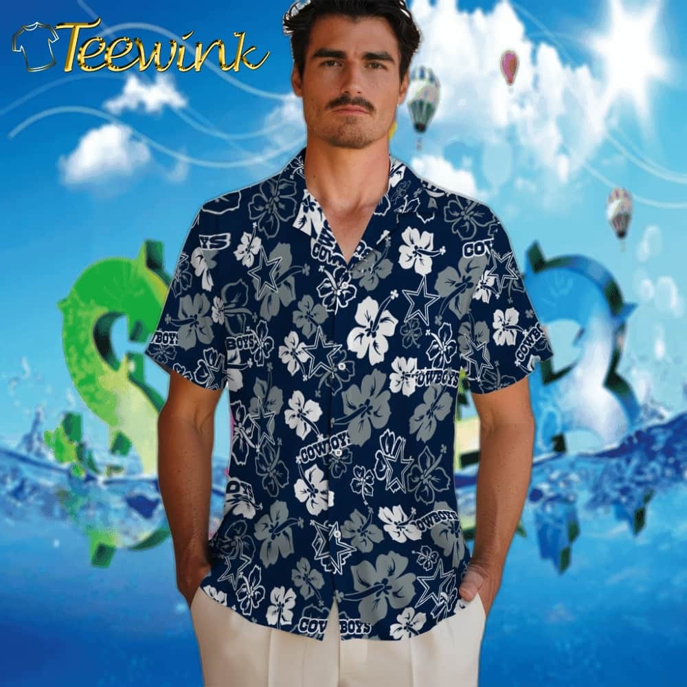 Dallas Cowboys Hawaiian Shirt – Hibiscus Flower Design image 2 Dallas Cowboys Hawaiian Shirt – Hibiscus Flower Design image 2