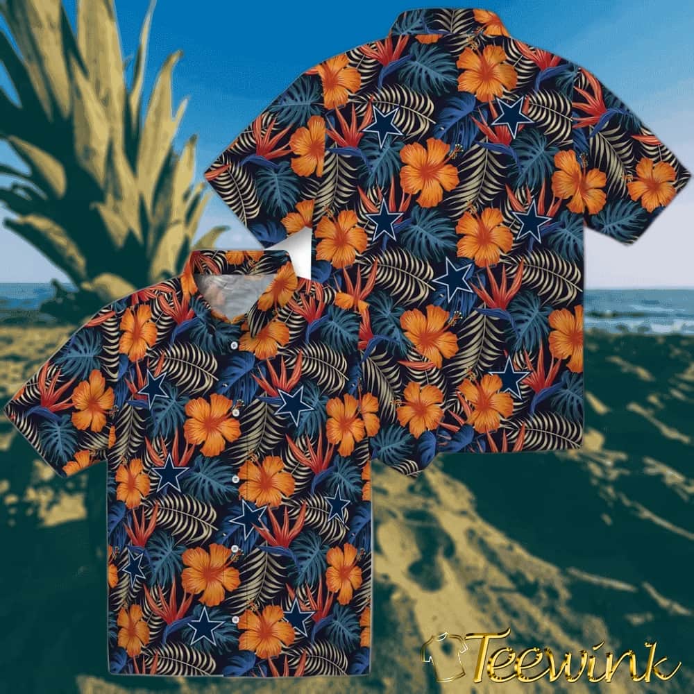 Dallas Cowboys Hawaiian Shirt – Hibiscus Foliage image 3 Dallas Cowboys Hawaiian Shirt – Hibiscus Foliage image 3