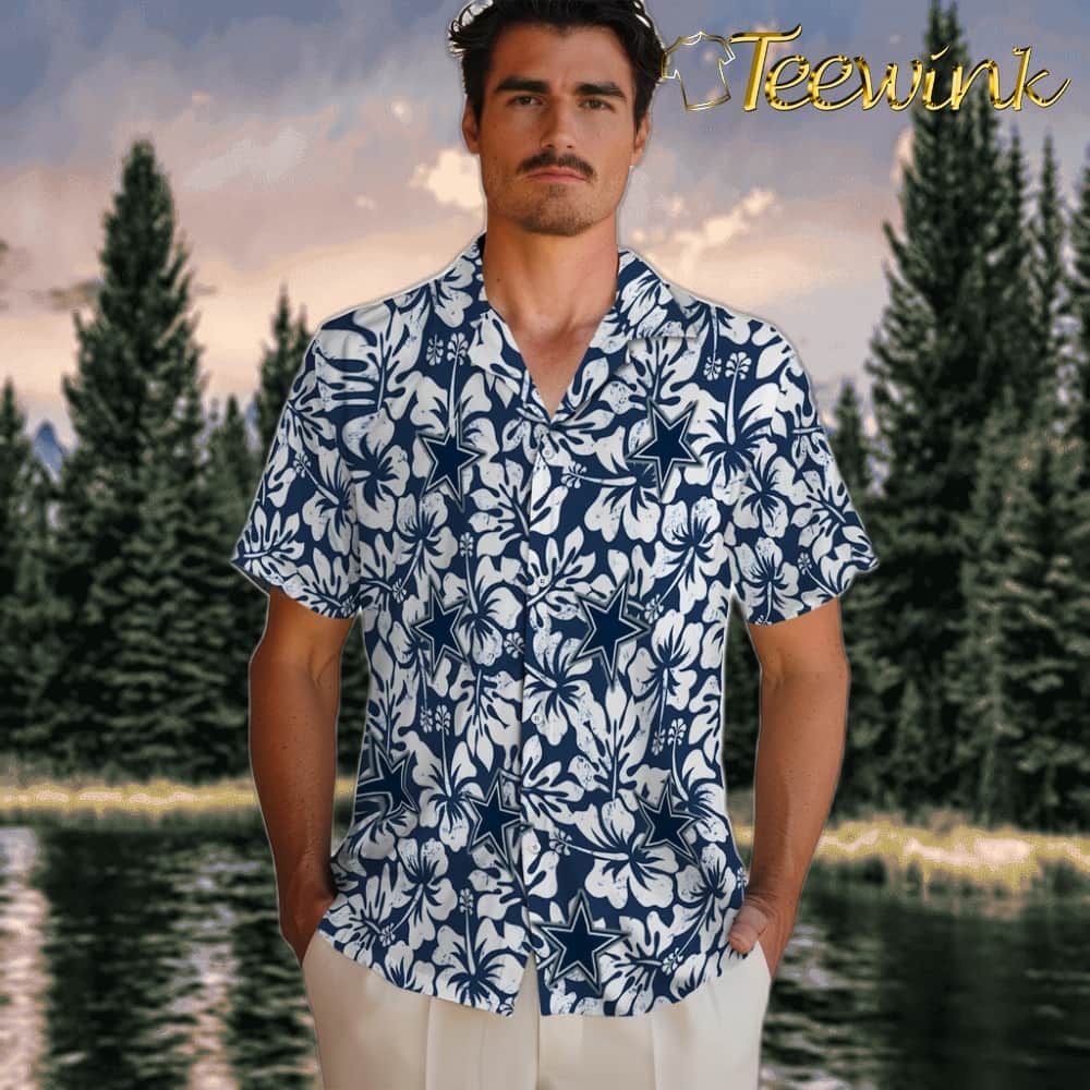 Dallas Cowboys Hawaiian Shirt – Hibiscus Motif image 2 Dallas Cowboys Hawaiian Shirt – Hibiscus Motif image 2