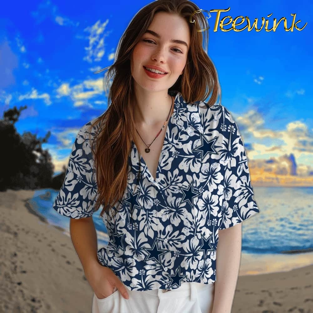 Dallas Cowboys Hawaiian Shirt – Hibiscus Motif image 4 Dallas Cowboys Hawaiian Shirt – Hibiscus Motif image 4