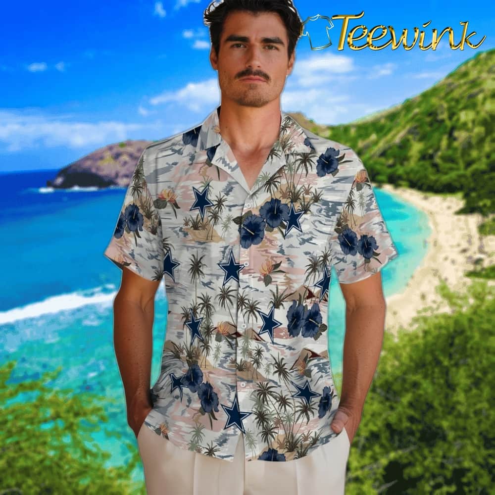 Dallas Cowboys Hawaiian Shirt – Hibiscus Seaside image 2 Dallas Cowboys Hawaiian Shirt – Hibiscus Seaside image 2