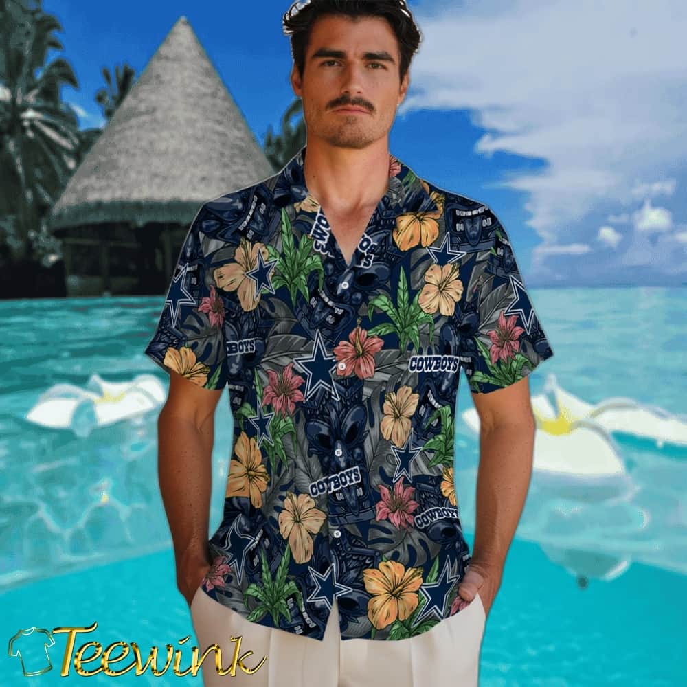 Dallas Cowboys Hawaiian Shirt – Hibiscus Tiki Jungle image 2 Dallas Cowboys Hawaiian Shirt – Hibiscus Tiki Jungle image 2