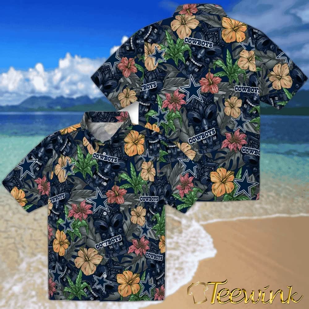 Dallas Cowboys Hawaiian Shirt – Hibiscus Tiki Jungle image 3 Dallas Cowboys Hawaiian Shirt – Hibiscus Tiki Jungle image 3