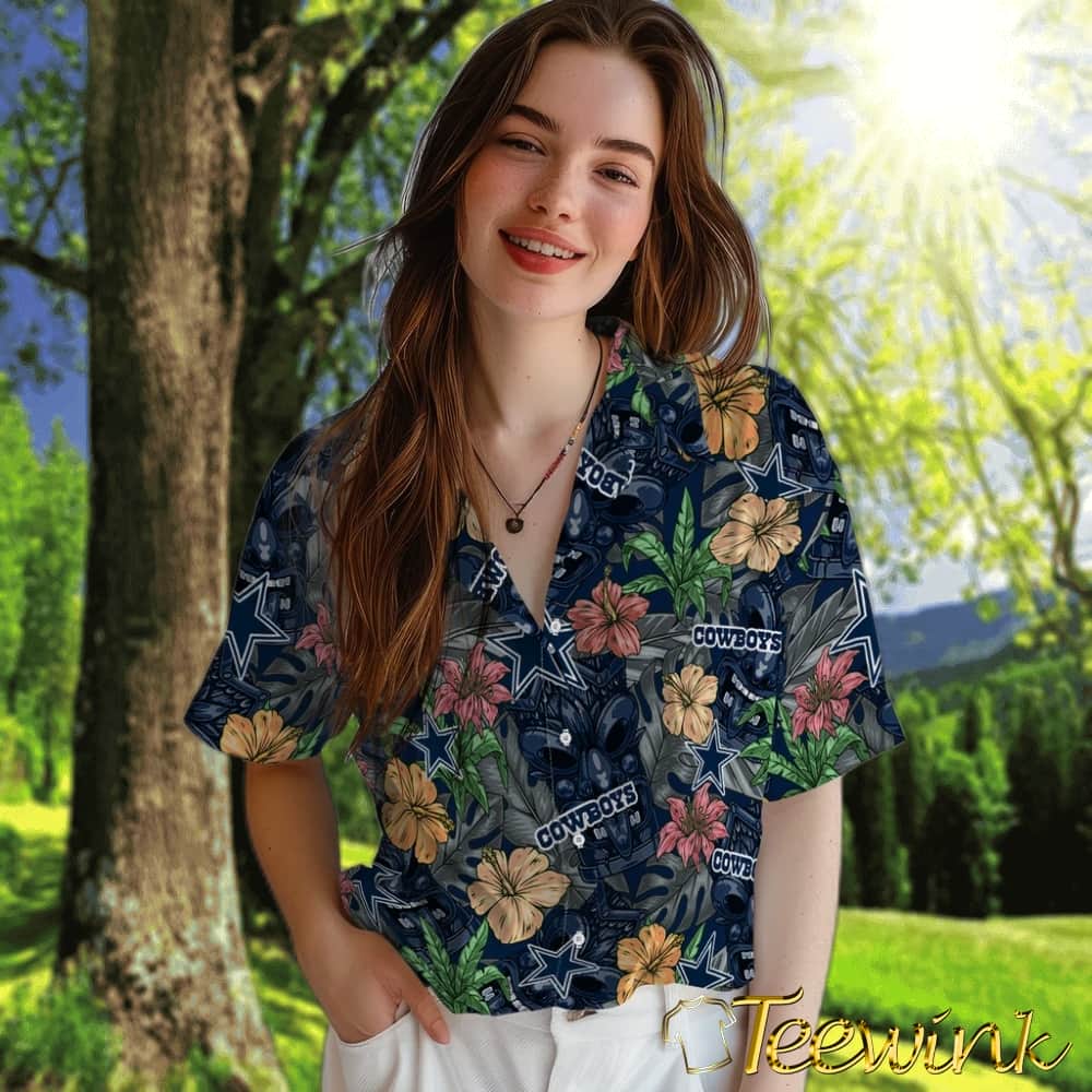 Dallas Cowboys Hawaiian Shirt – Hibiscus Tiki Jungle image 4 Dallas Cowboys Hawaiian Shirt – Hibiscus Tiki Jungle image 4