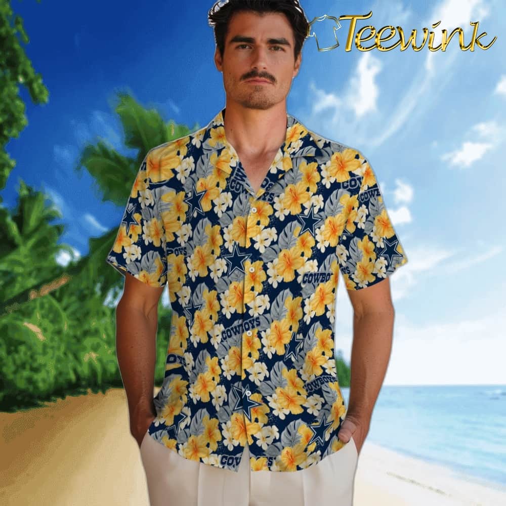 Dallas Cowboys Hawaiian Shirt – Hibiscus Tropics image 2 Dallas Cowboys Hawaiian Shirt – Hibiscus Tropics image 2