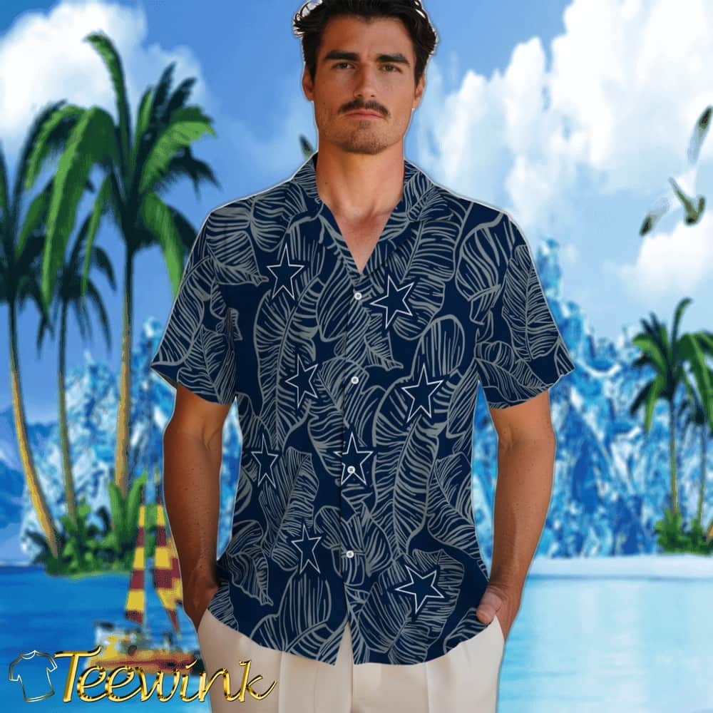 Dallas Cowboys Hawaiian Shirt – Leaf Outline image 2 Dallas Cowboys Hawaiian Shirt – Leaf Outline image 2