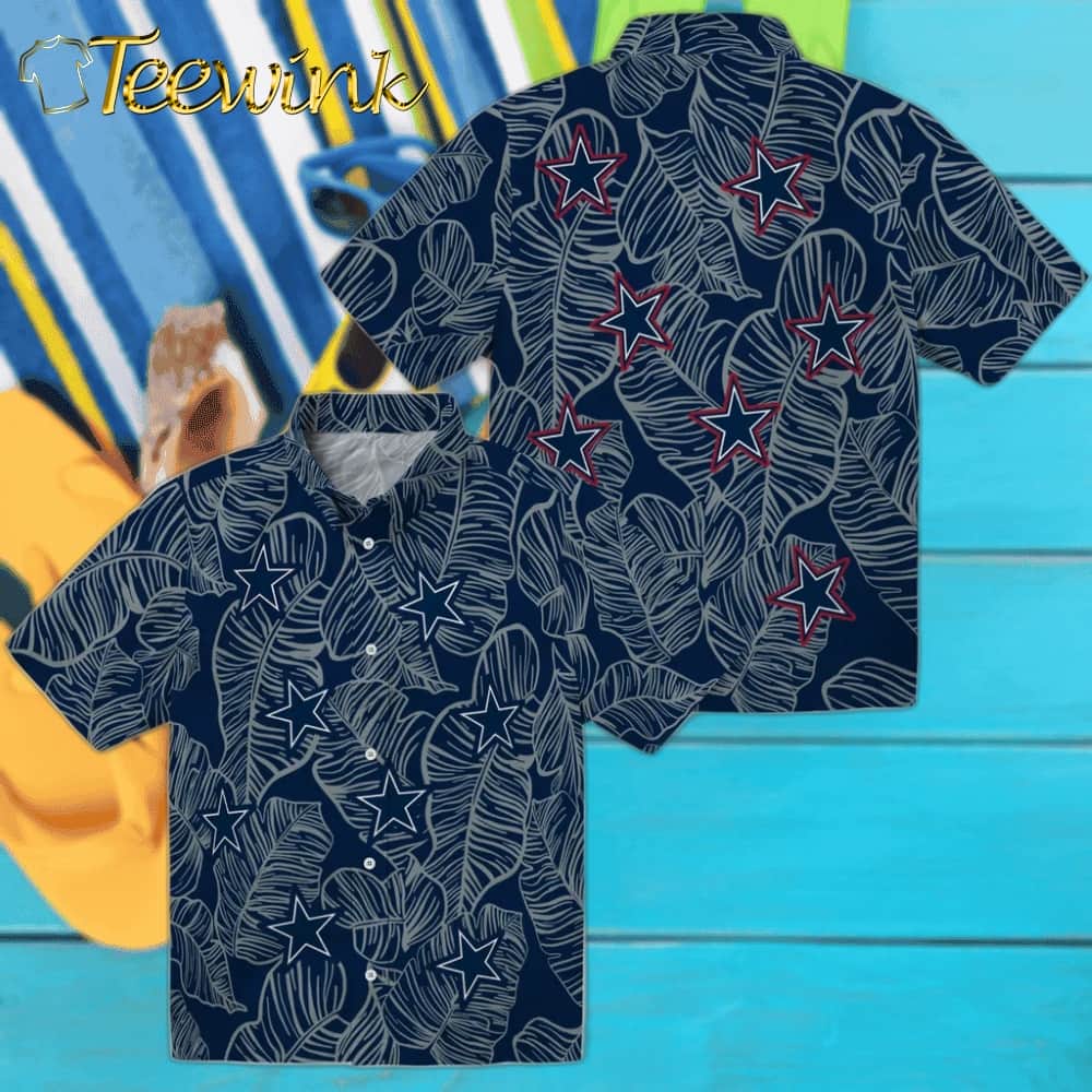 Dallas Cowboys Hawaiian Shirt – Leaf Outline image 3 Dallas Cowboys Hawaiian Shirt – Leaf Outline image 3