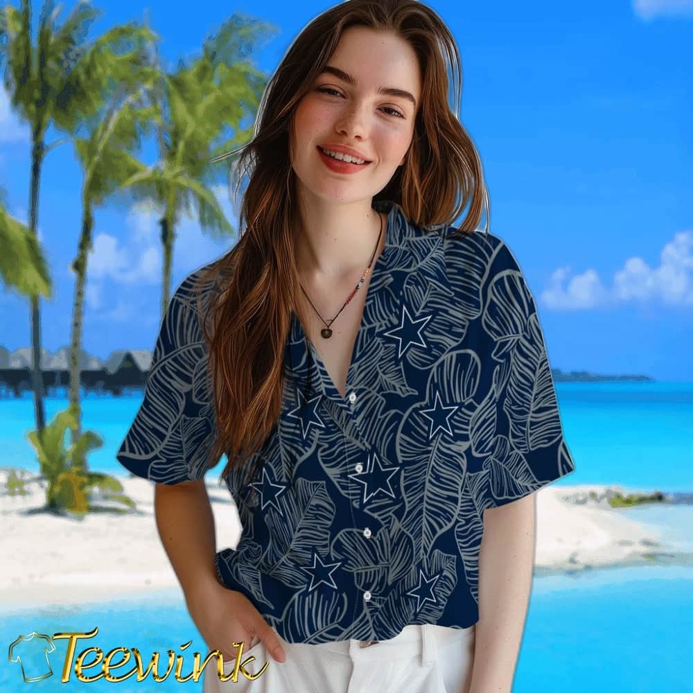 Dallas Cowboys Hawaiian Shirt – Leaf Outline image 4 Dallas Cowboys Hawaiian Shirt – Leaf Outline image 4