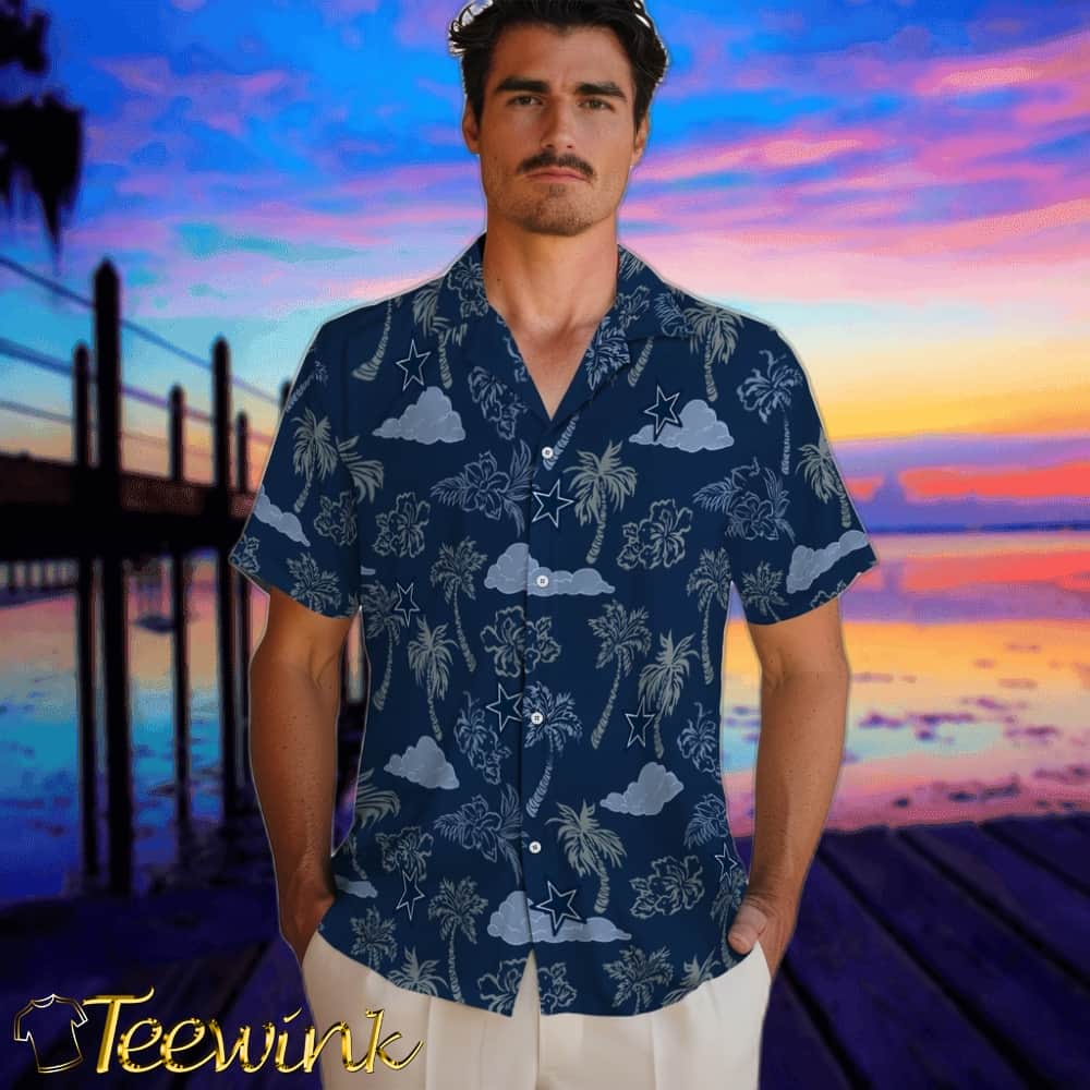 Dallas Cowboys Hawaiian Shirt – Palm And Clouds image 2 Dallas Cowboys Hawaiian Shirt – Palm And Clouds image 2
