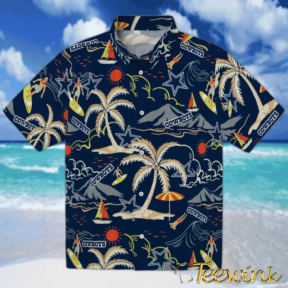 Dallas Cowboys Hawaiian Shirt – Palm Tree Motif Dallas Cowboys Hawaiian Shirt – Palm Tree Motif